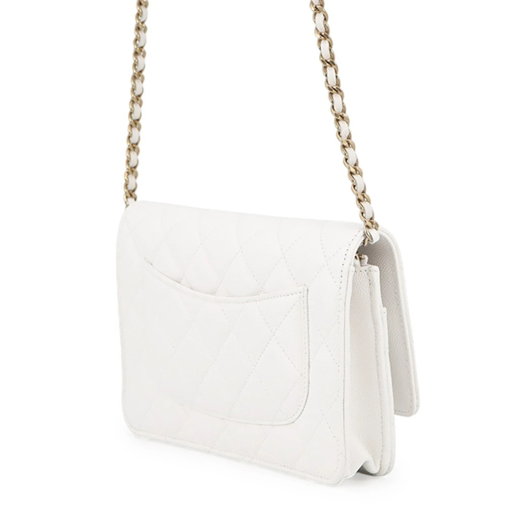 CHANEL White Caviar Leather Logo Wallet - Picture 2 of 13